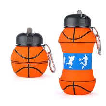 Silicone Collapsible Basketball Shape Outdoor Bottle With Carabiner