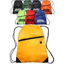 Drawstring Backpack With Zipper Pocket And Earphone Hole