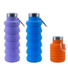 Collapsible Water Bottle Reusable BPA Free Leakproof Silicone Foldable Water Bottles with Carabiner