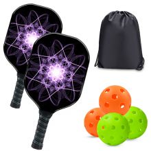 Premium Pickleball Set - 2 Wooden Paddles, 4 Balls & A Carry Bag, Family Sports & Outdoor Pickleball Games, Ergonomic Soft Grip
