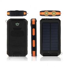 10000mAh Waterproof Outdoor Solar Charger With Bright LED Light, Portable Solar Powered External Battery Pack For Camping, Hiking