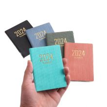 2024 Daily Planner Notebook A7 Size, Faux Leather Hardcover Ink-proof Paper Mini Journal Dairy Notebook Pocket Notepad