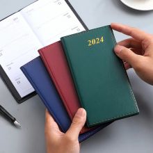2024 Soft PU Cover Diary Notebook, Daily, Weekly, and Monthly Pocket Notepad (A6 Size) 2024, Lay Flat Portable stationery Journal
