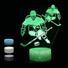 Hockey Night Light, Hockey Player 3D Lamp Light, Remote Control Color Changing Touch Dimmable Night Lamp Home Decor for Hockey Fan