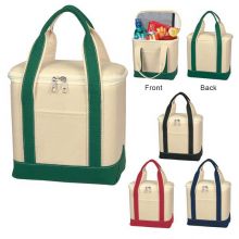 Reusable Cotton Canvas Insulated Grocery Cooler Bag, Waterproof Lunch Cooler Bag With Handle For Travel Picnic Camping
