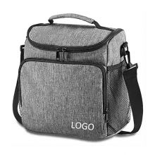 Large Picnic Insulated Lunch Cooler Bag With Handle and Adjustable Shoulder Strap, Oxford Fabric, WIth Front Bag and Side Mesh Bag