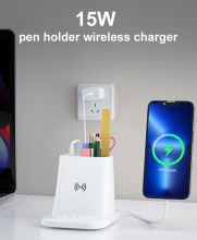 4 IN 1 Desk Pen Holder Wireless Charger Dock Stand