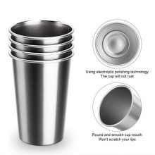  304 Stainless Steel Beer Cup, Single Wall Metal Drinking Cup with Electrolytic Polished Finish, Rust Resistant, Shatterproof