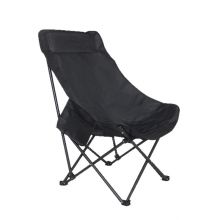 Deluxe Folding Moon Chair with Side Pocket - Ergonomic Padded Club Chair, Durable 600D Oxford Fabric, Portable Steel Frame