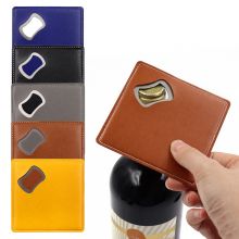 Card-style Retro Square PU Leather Beer Bottle Opener, Size in 3.82