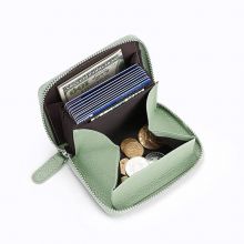 RFID anti theft brush cowhide zipper wallet