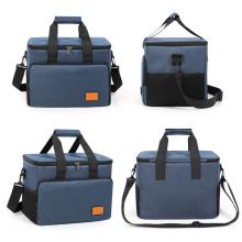 Large Capacity Oxford Picnic Cooler Bag w/ PEVA Insulated Lining, Front Zipper Pocket, Side Mesh Pocket, Adjustable Shoulder Strap