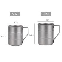 12oz/17oz Vintage Stainless Steel Camping Mug with Carry Handle, Bamboo-Joint Design Coffee Cup for Camping, Hiking, Travel