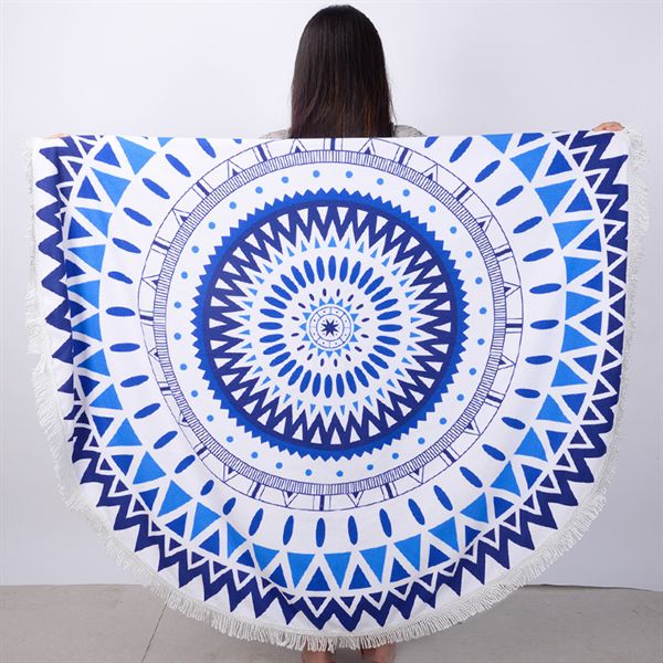 Chinoiserie Microfiber Round Terry Beach Towels