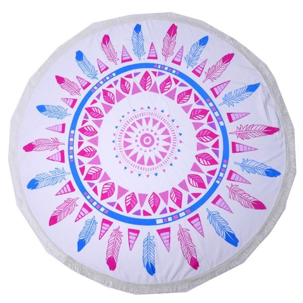 Chinoiserie Microfiber Round Terry Beach Towels