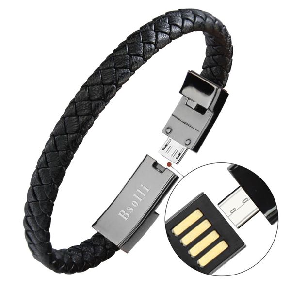 Portable Bracelet USB Leather Charging Cable For IPhone And Android