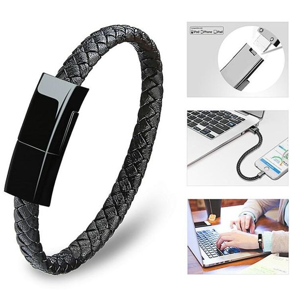 Portable Bracelet USB Leather Charging Cable For IPhone And Android