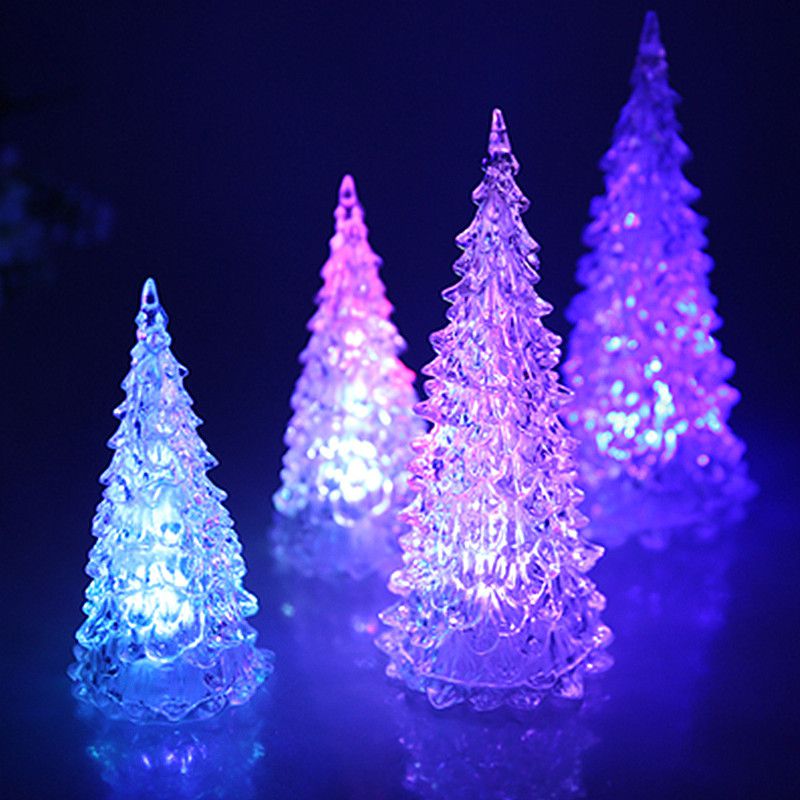 LED Light Acrylic Mini Artificial Christmas Trees