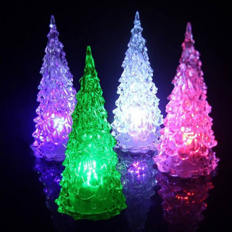 LED Light Acrylic Mini Artificial Christmas Trees