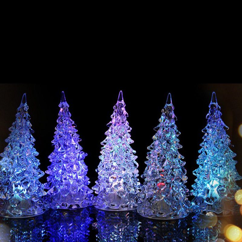 LED Light Acrylic Mini Artificial Christmas Trees