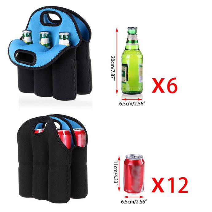 6 Pack Insulated Neoprene Bottle Can Carrier Tote