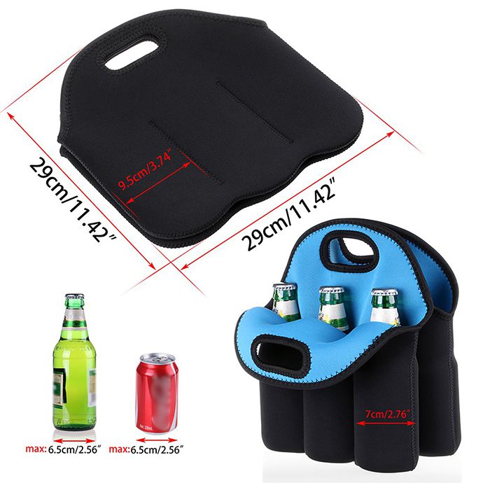 6 Pack Insulated Neoprene Bottle Can Carrier Tote