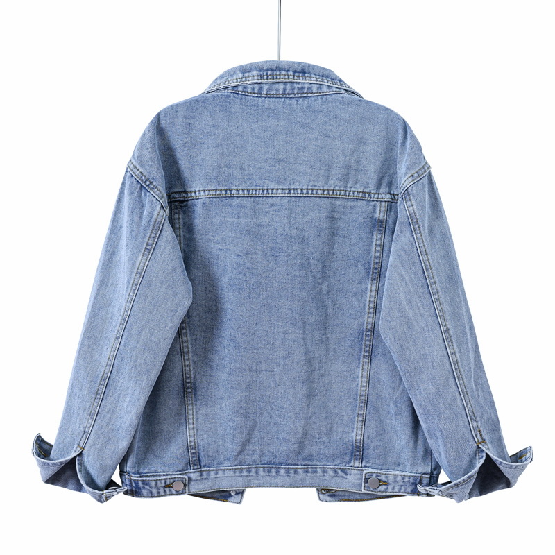 Women's Denim Jacket, Jean Jacket Frayed Washed Long Sleeved Button-Up Denim Jacket Coats Tops