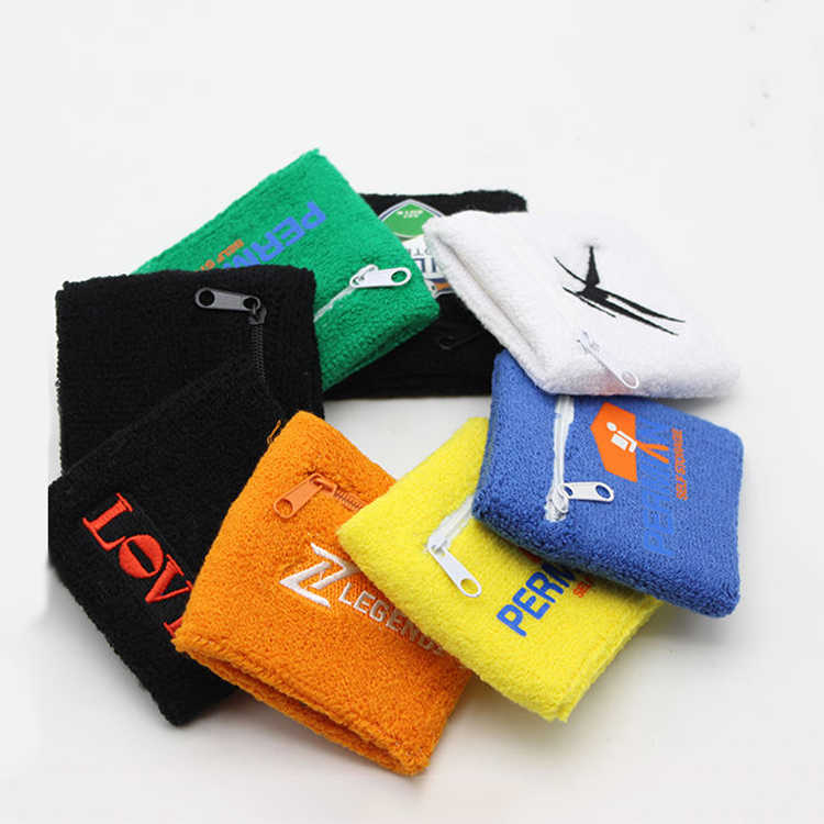 Zipper Pocket Terry Cloth Wristbands