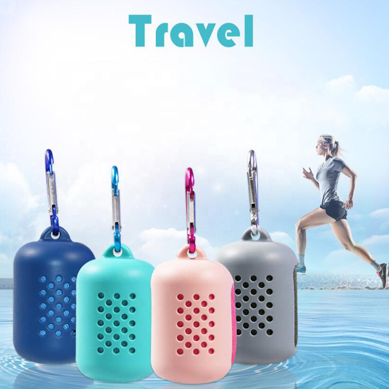 Portable Microfiber Cooling Towel With Silicone Case
