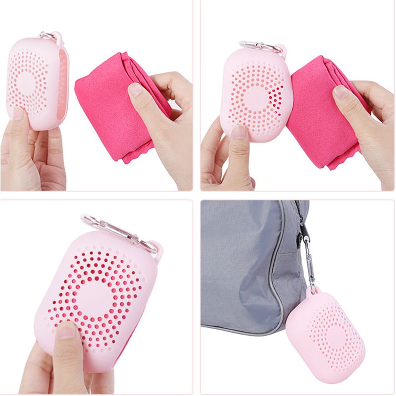 Portable Microfiber Cooling Towel With Silicone Case