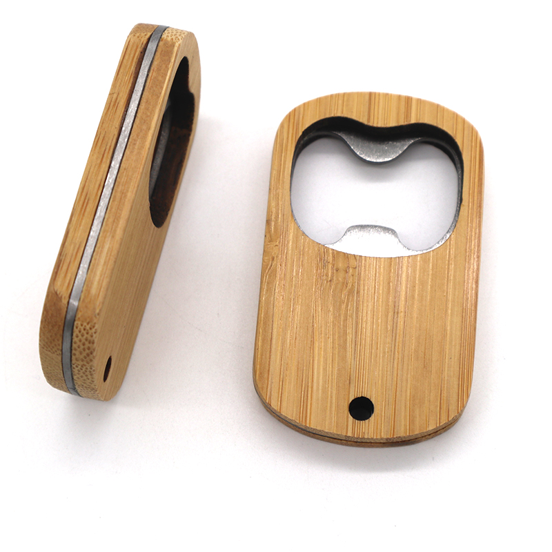 Bamboo Bottle Opener Keychain