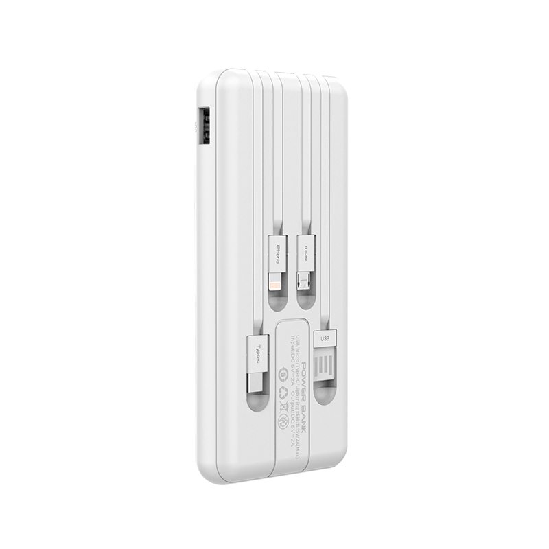 10000 mAh Power Bank With 4 Cables