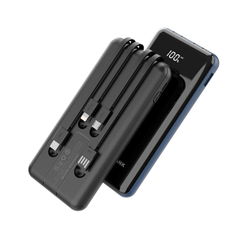 10000 mAh Power Bank With 4 Cables