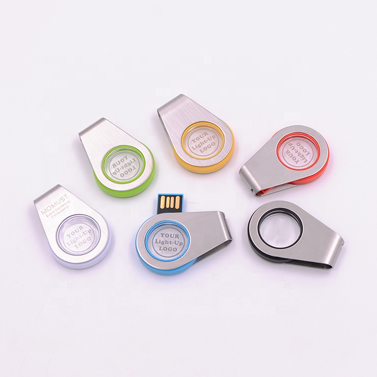 Light Up Swivel Round Acrylic USB Flash Drive