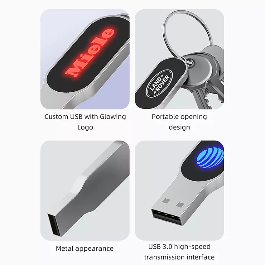 3.0 8GB Metal USB Flash Drives with Led Logo