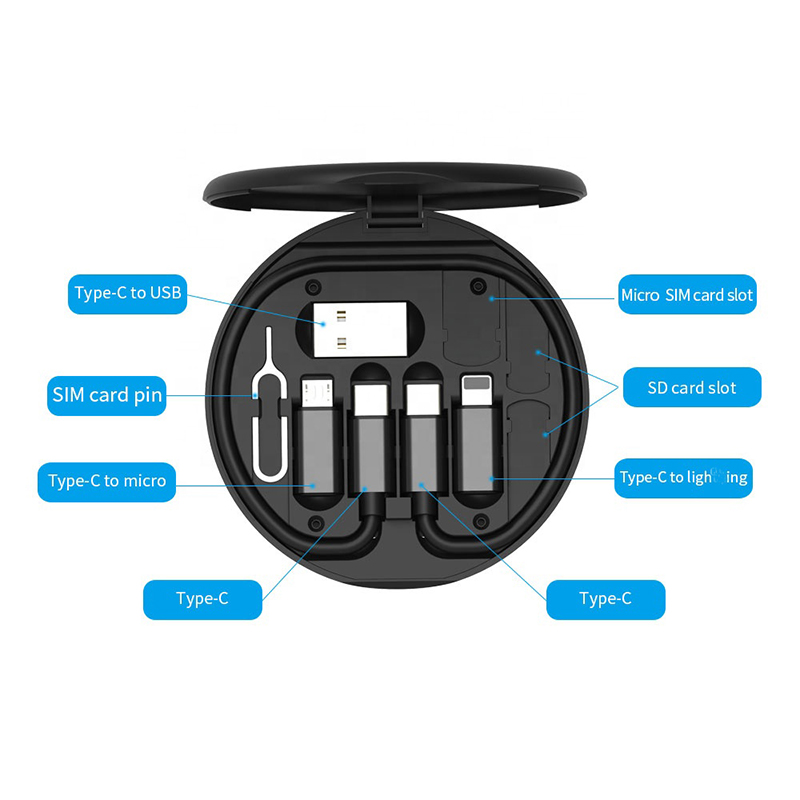 5-in-1 Portable Multifunctional Storage Box Charging Cable