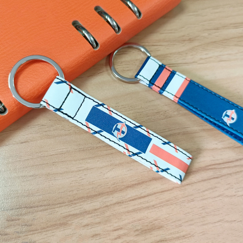 Sublimation Keychains Blank,PU Leather Heat Transfer Keychain loop Keyring