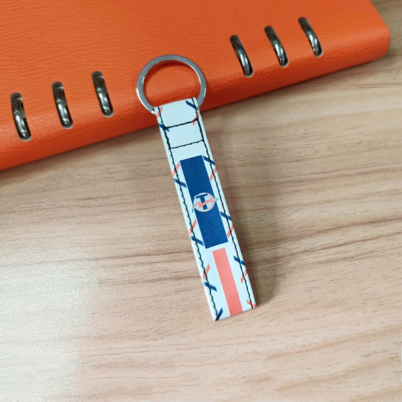Sublimation Keychains Blank,PU Leather Heat Transfer Keychain loop Keyring