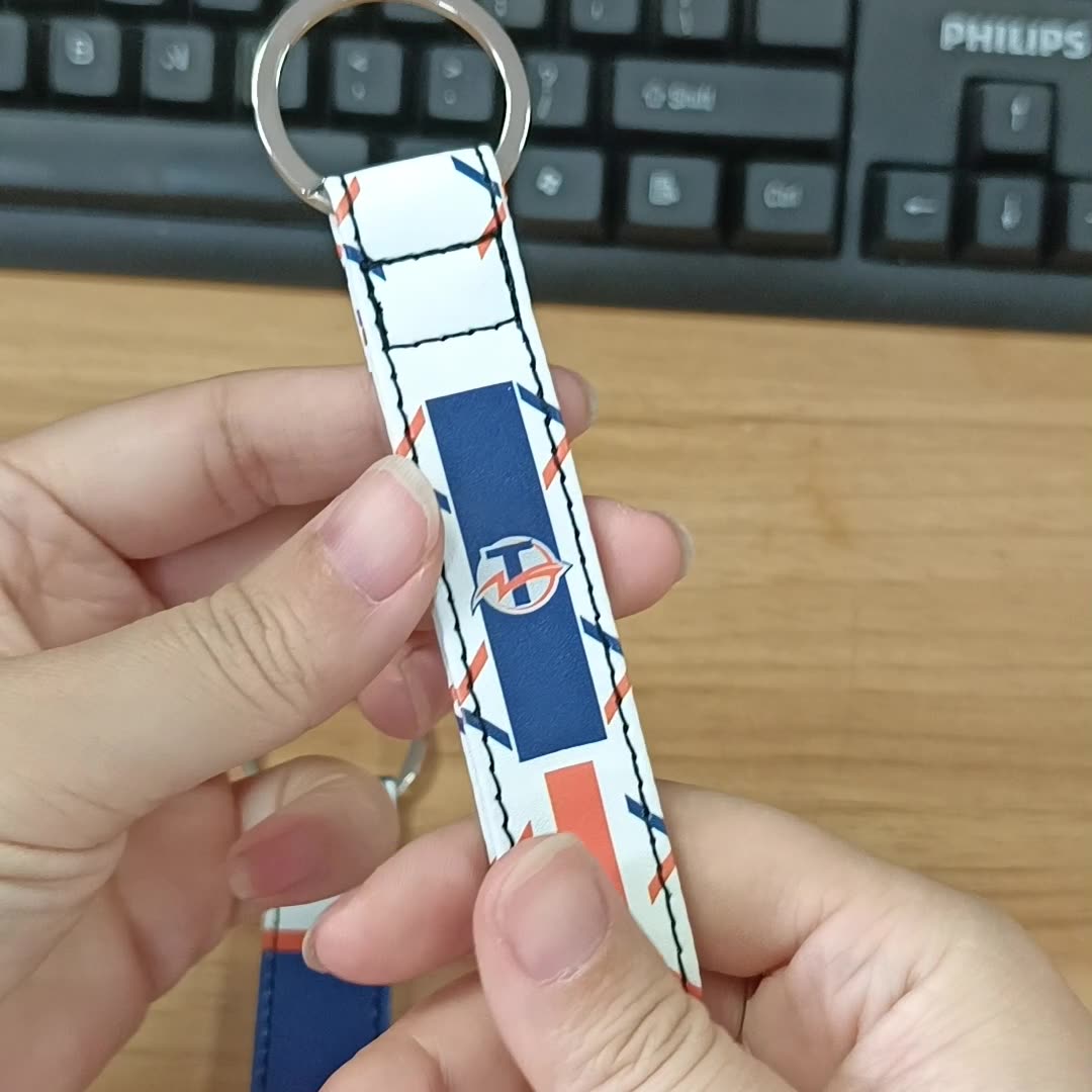 Sublimation Keychains Blank,PU Leather Heat Transfer Keychain loop Keyring