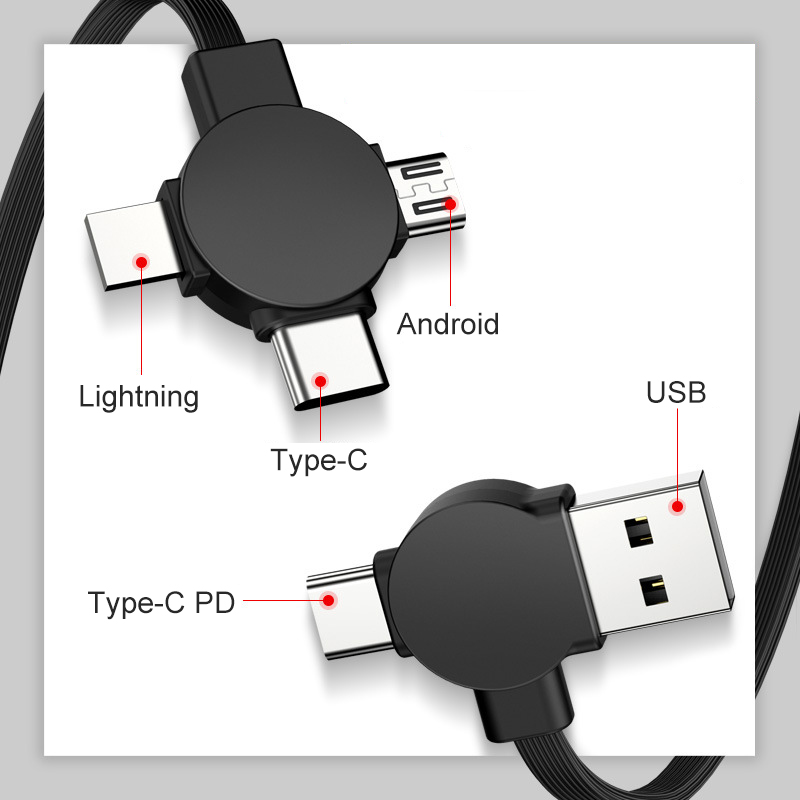 3-in-1 Retractable Charging Cable Roll, Data Transfer, Phone Holder, Compatible Type-C, Phone, Android, Tablets