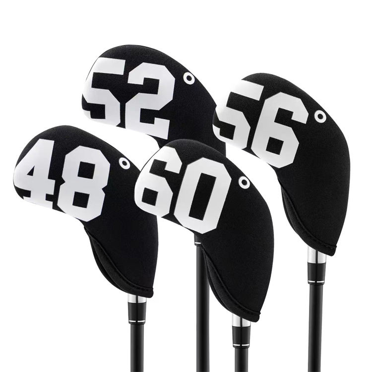Big Number Neoprene Golf Wedge Covers Set - 4pcs Iron Covers 48 52 56 60 Degrees - Club Head Covers Headcover for Men Golfers