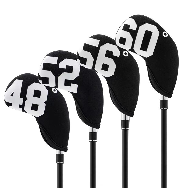Big Number Neoprene Golf Wedge Covers Set - 4pcs Iron Covers 48 52 56 60 Degrees - Club Head Covers Headcover for Men Golfers