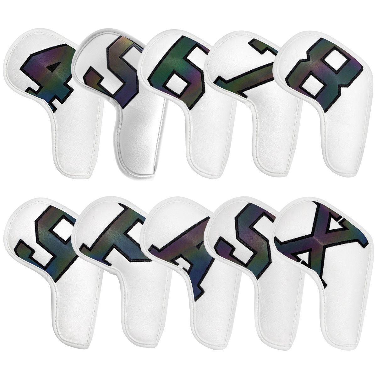 Leather Golf Iron Head Covers Set Iron Headcover Wedge Cover Golf Iron Club Cover Set 10pcs for Men Golfers