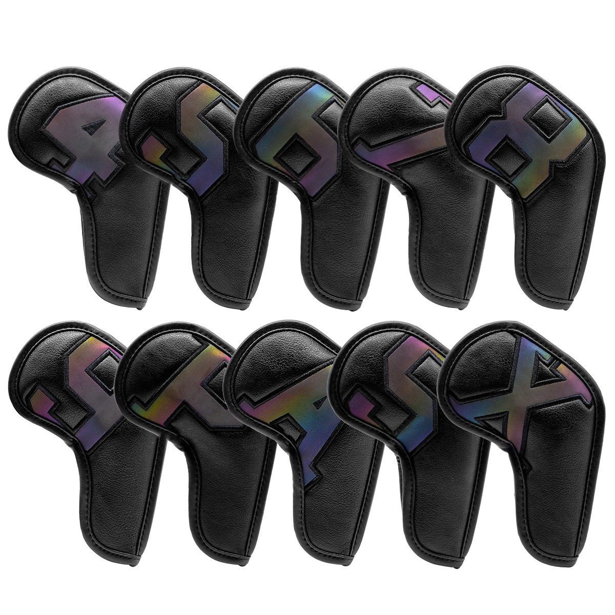 Leather Golf Iron Head Covers Set Iron Headcover Wedge Cover Golf Iron Club Cover Set 10pcs for Men Golfers