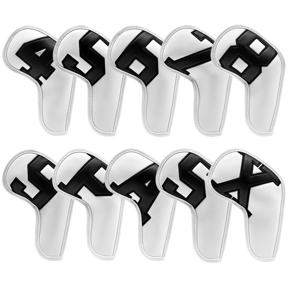 Leather Golf Iron Head Covers Set Iron Headcover Wedge Cover Golf Iron Club Cover Set 10pcs for Men Golfers