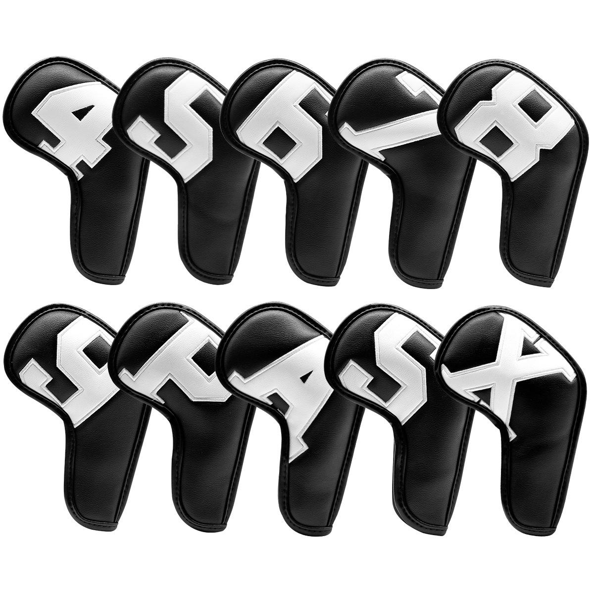 Leather Golf Iron Head Covers Set Iron Headcover Wedge Cover Golf Iron Club Cover Set 10pcs for Men Golfers