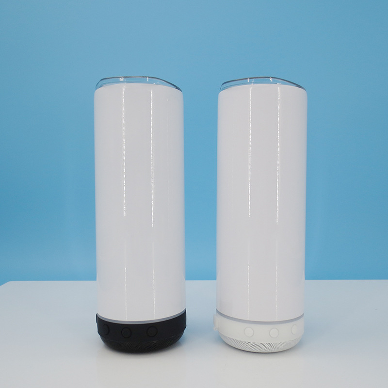 20oz Stainless Steel Wireless Speaker Bottle Straight Music Speaker Tumbler Cup with Detachable LED Light