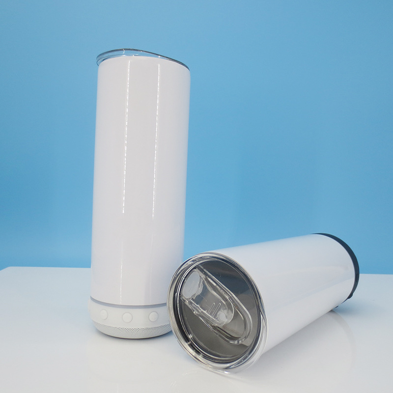 20oz Stainless Steel Wireless Speaker Bottle Straight Music Speaker Tumbler Cup with Detachable LED Light