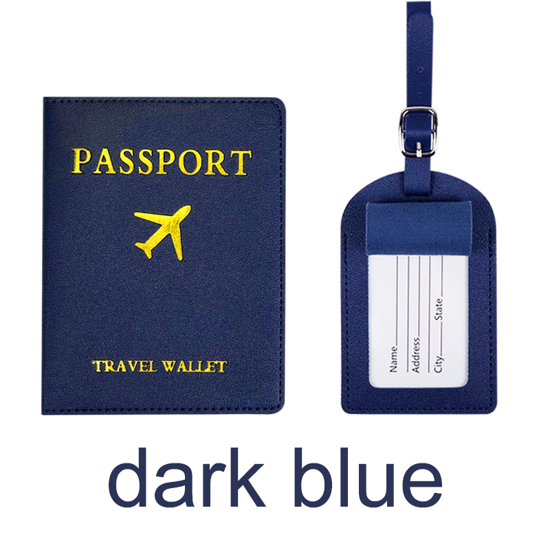 PU Leather Passport Holder and Luggage Tag Set, Passport & Vaccine Card Holder Combo, Passport Cover Travel Documents Organizer