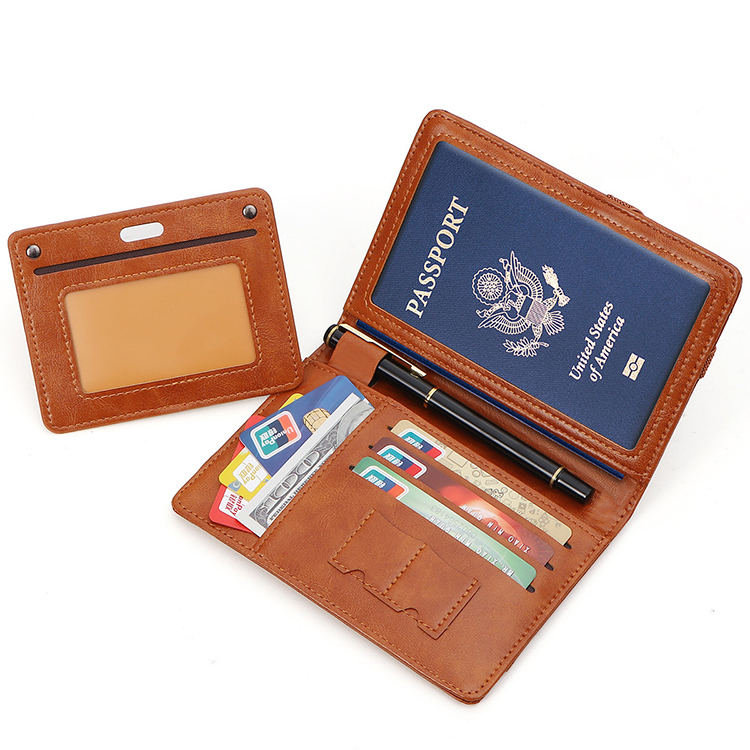PU Leather Passport Holder with Vaccine Card Slot